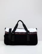 Asos Design Barrel Bag In Black With Red And Mesh Design - Black