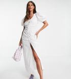 In The Style Tall X Lorna Luxe Longline Button Through Blouse In White