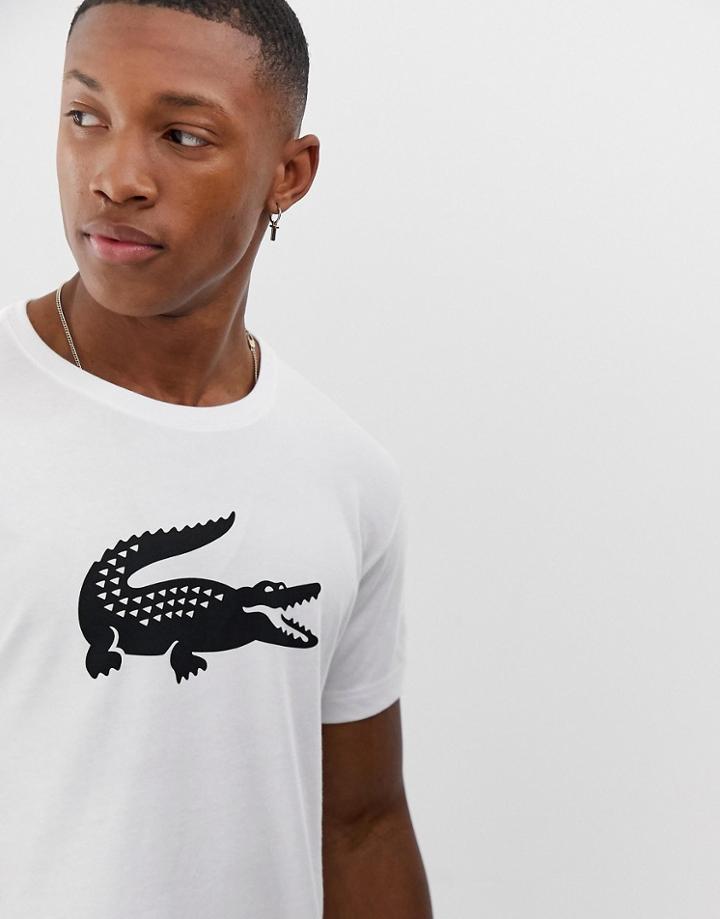 Lacoste Sport Large Croc Logo T-shirt In White