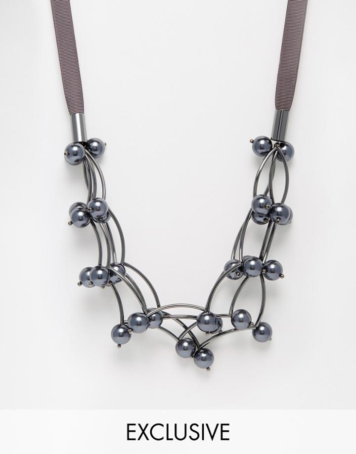 Coast Patience Faux Pearl Necklace - Gray