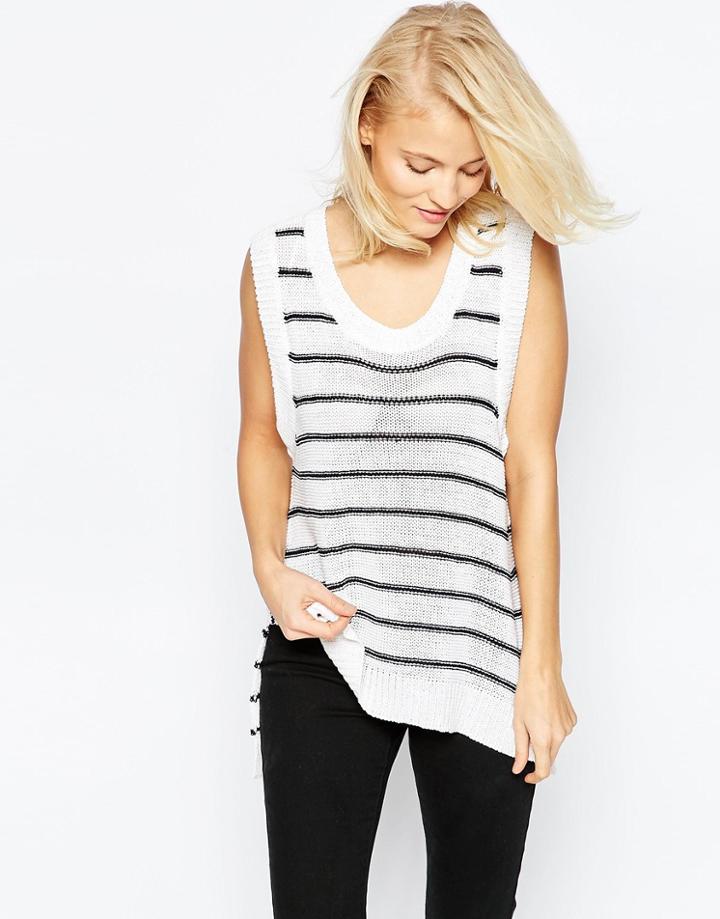 Brave Soul Striped Sleeveless Sweater