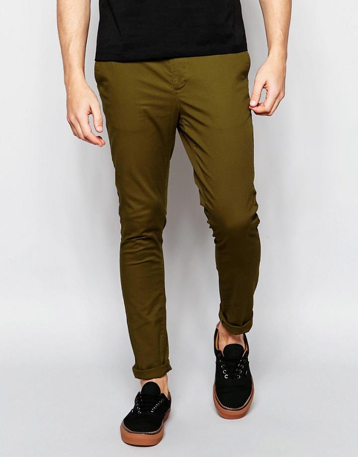 Asos Super Skinny Chinos In Brown Khaki - Fawn