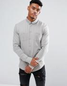 Boohooman Jersey Shirt With Double Pockets In Stone - Silver
