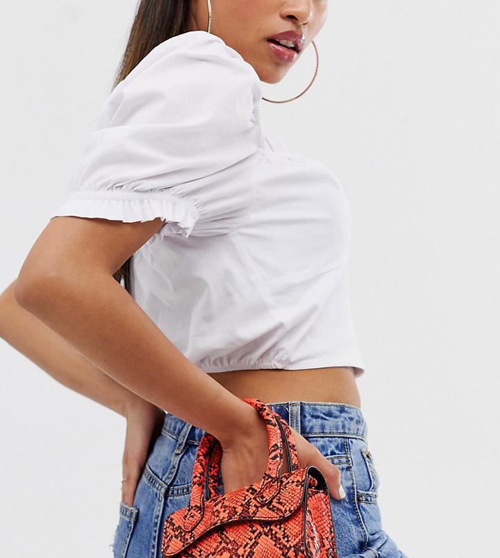 Asos Design Micro Snake Grab Bag With Curved Flap And Detachable Strap - Multi