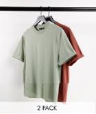 Asos Design 2 Pack T-shirt With Cuffed Sleeve-multi