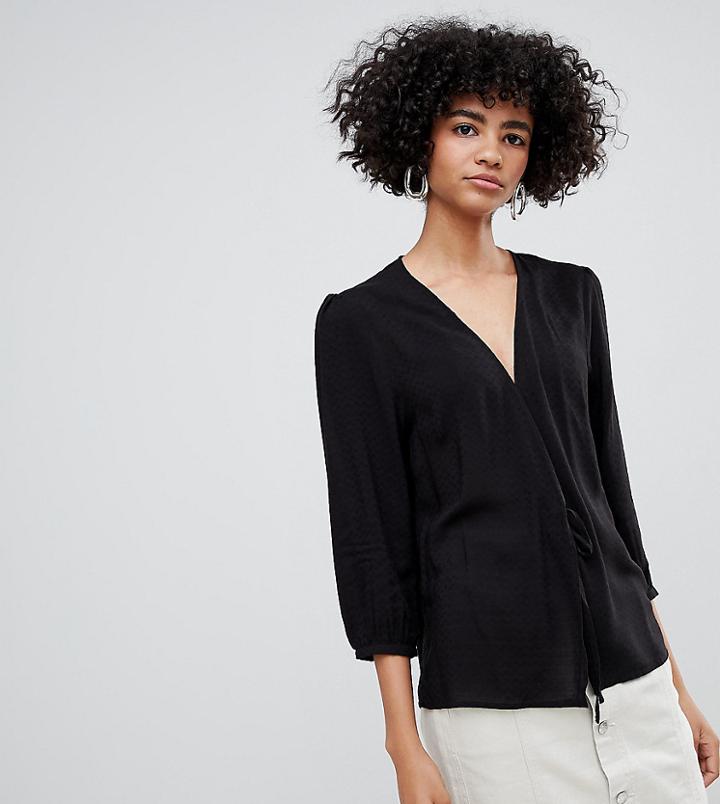 Weekday Tie Front Blouse In Black