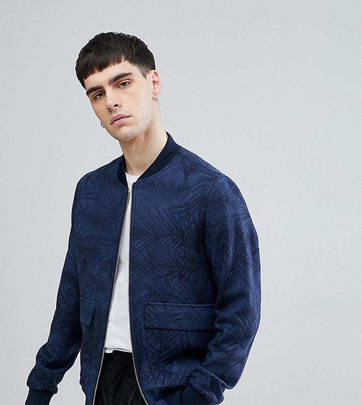 Noak Bomber With Print In Navy-blue
