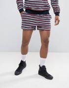 Asos Jersey Shorts In Towelling Stripe - Navy