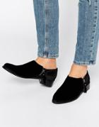 Office Flex Side Zip Velvet Flat Shoes - Black
