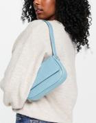 Asos Design Shoulder Bag With Flap In Blue Croc-blues