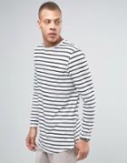 Asos Stripe Super Longline Long Sleeve T-shirt With Side Zips And Curv
