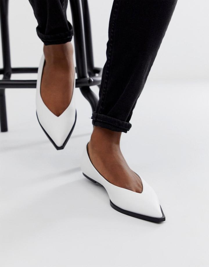 Asos Design Levels High Vamp Ballet Flats In White