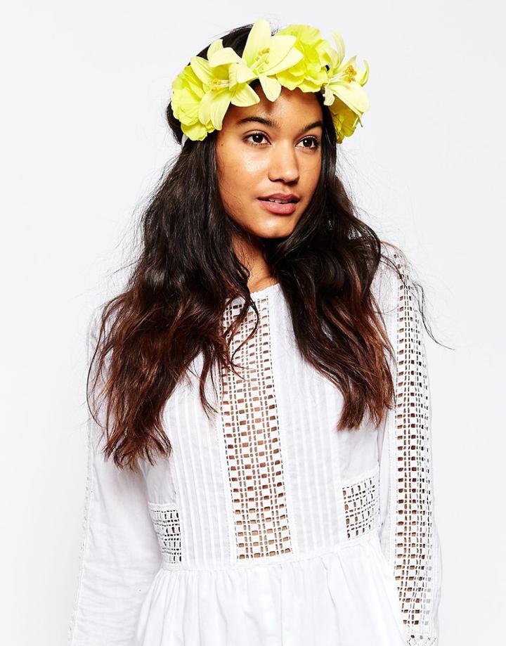 Asos Big Lily Flowers Headband - Yellow