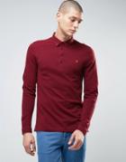 Farah Lester Logo Long Sleeve Polo Shirt - Red