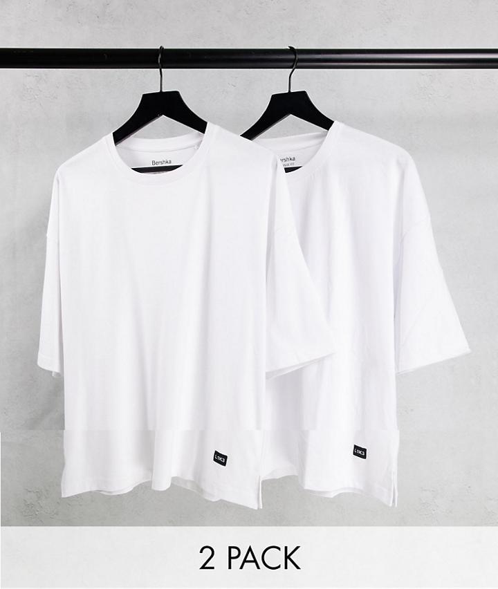 Bershka 2 Pack Oversized T-shirts In White