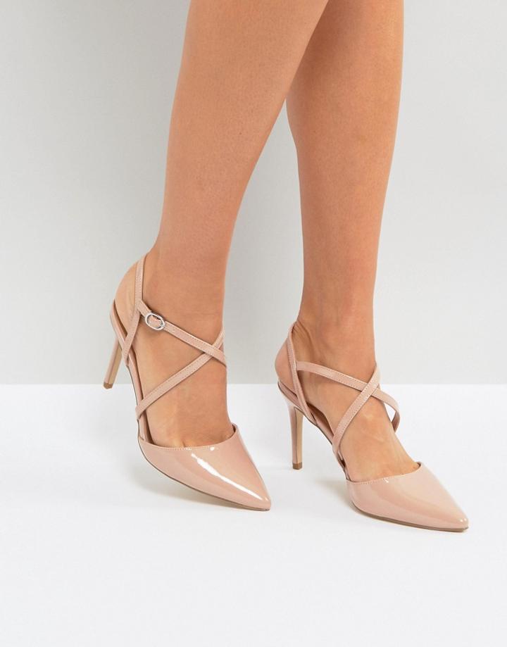 New Look Cross Front Pointed Heeled Shoes - Beige