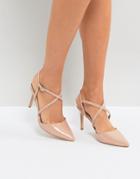 New Look Cross Front Pointed Heeled Shoes - Beige