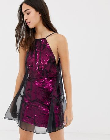Free People Ghost Sequined Mini Dress With Mesh Overlay