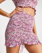 Miss Selfridge Shirred Frill Mini Skirt In Pink Ditsy - Part Of A Set