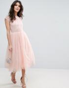 Asos Premium Lace Tulle Midi Prom Dress - Purple