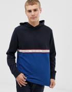 Abercrombie & Fitch Color Block Chest Logo Tape Sweatshirt In Navy/blue