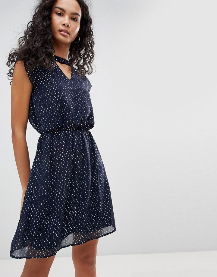 Only Rosalyn Choker Skater Dress - Navy