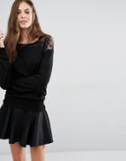 Sisley Black Lace Insert Sweater - Black