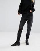 Vero Moda Distressed Mom Jeans - Black