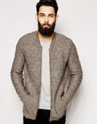 Asos Knitted Bomber With Horizontal Ribs - Mink