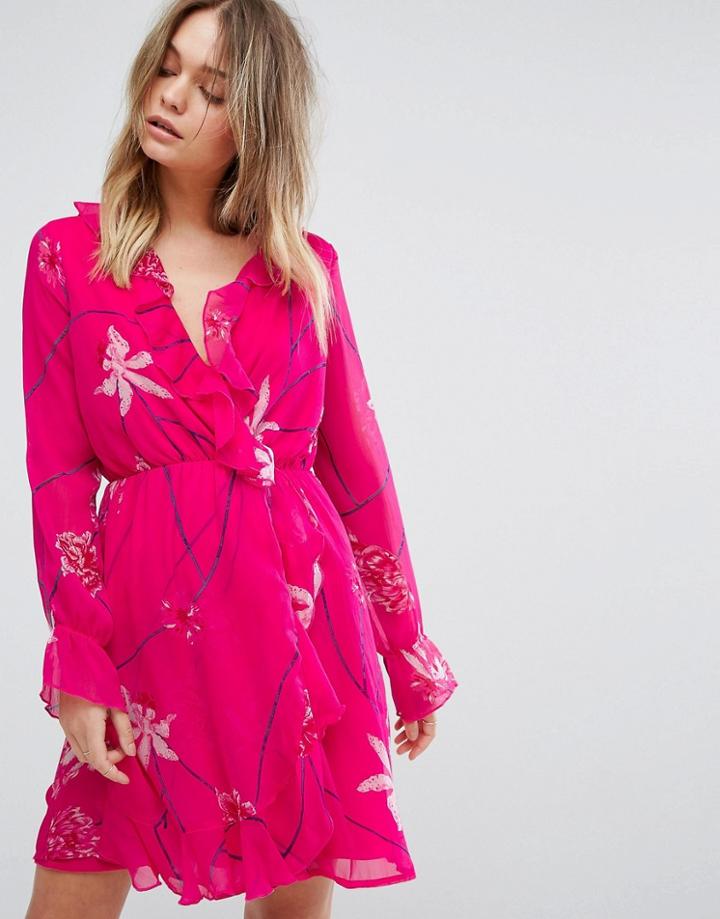 Vero Moda Printed Ruffle Tea Dress - Multi