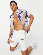River Island Shape Print Shirt In Stone-neutral