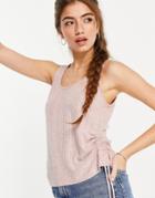 Asos Design Mix & Match Lounge Super Soft Rib Tank With Channelling In Dusky Pink-red