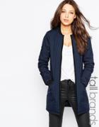 Vero Moda Tall Quilted Longline Bomber Jacket - Navy
