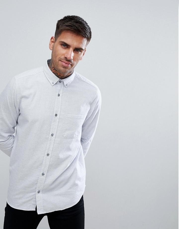 Hugo Textured Weft Shirt In Gray - Gray