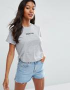 Asos Crop T-shirt With Exception Print - Gray