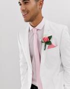 Asos Design Wedding Skinny Cotton Blazer In White - White