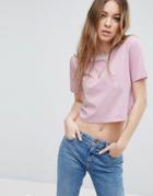 Asos Crop T-shirt With Tipped Detail - Black