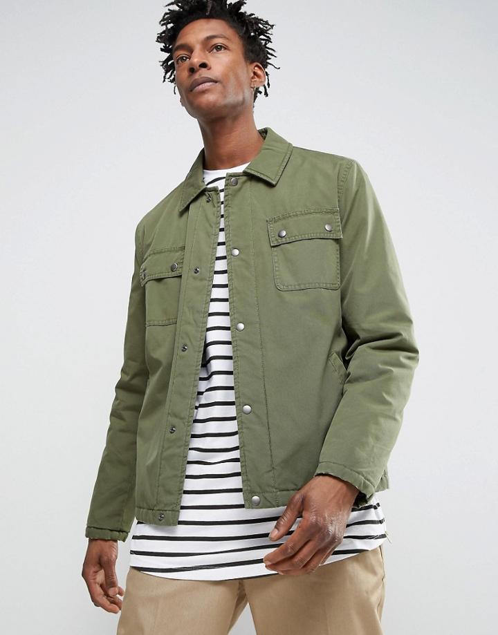 Asos Military Coach Jacket In Khaki - Green