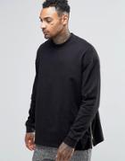 Asos Oversized Sweatshirt With Side Zips In Black - Black