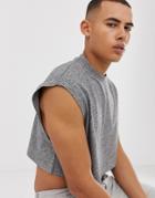 Asos Design Cropped Oversized Sleeveless T-shirt In Twisted Jersey In Gray - Gray