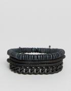 Aldo Chain & Bead Bracelets In 4 Pack - Black