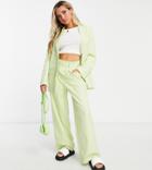 Pieces Petite Tailored Pants In Pale Lime - Part Of A Set-green