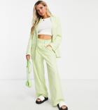 Pieces Petite Tailored Pants In Pale Lime - Part Of A Set-green