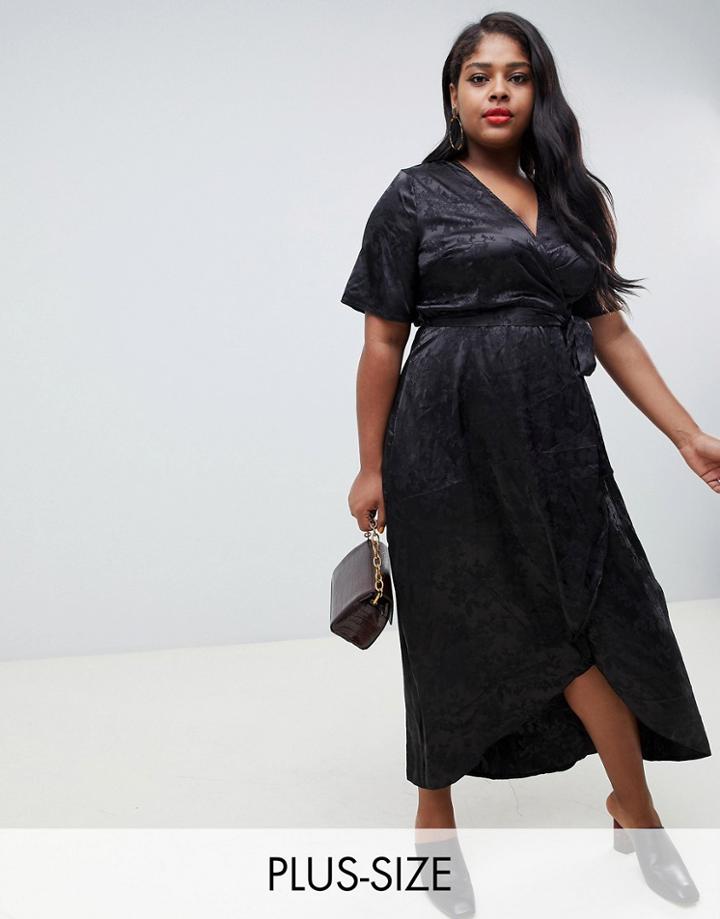 New Look Curve Jacquard Dress In Black - Black