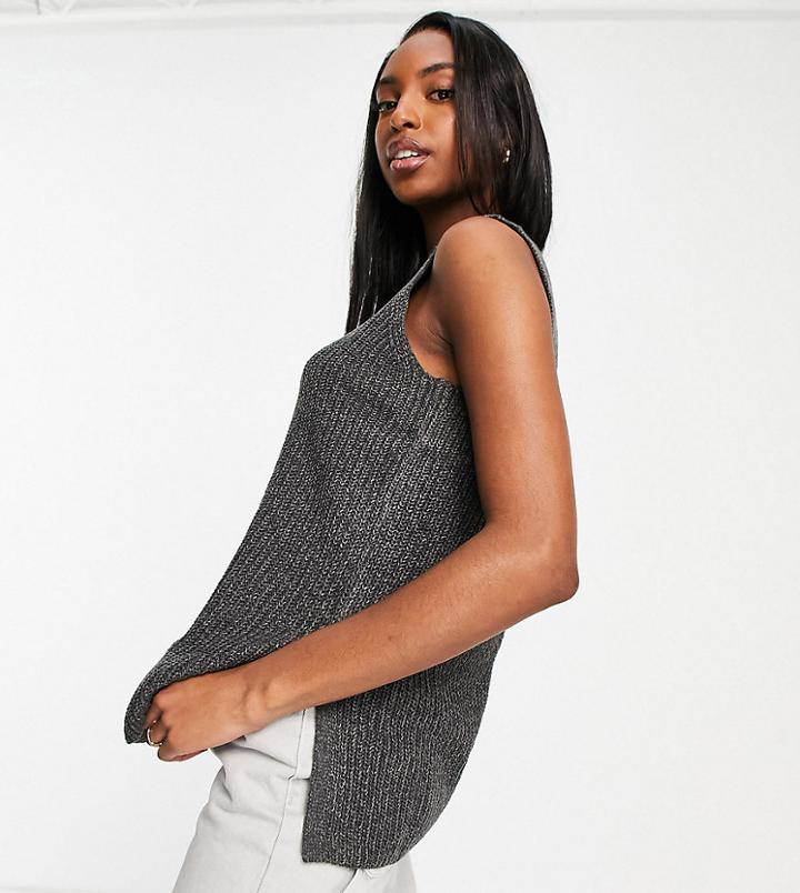 Vero Moda Tall Longline Knitted Tank In Dark Gray