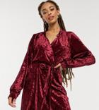 In The Style Exclusive Velvet Blazer Dress In Berry-red
