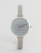 Asos Pretty Etched Dial Detail Watch - Gray