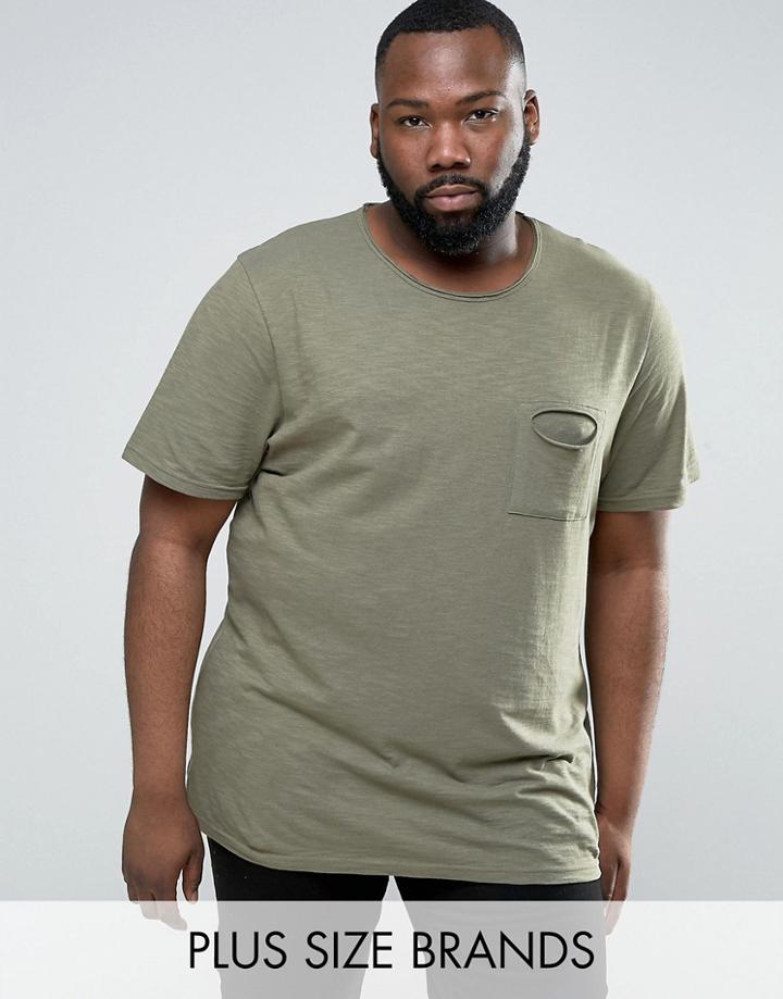 Another Influence Plus Raw Edge Slub Pocket T-shirt - Green
