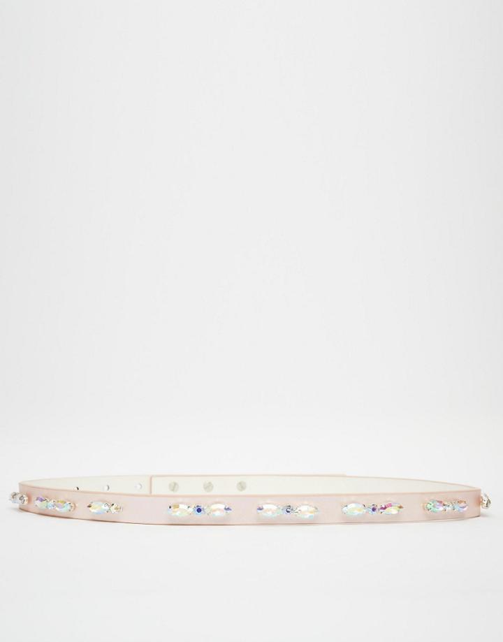 Asos Skinny Embellished Belt - Pink