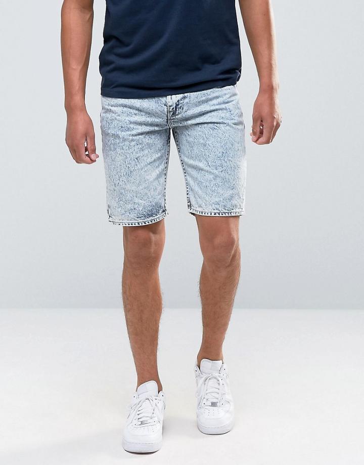 Bellfield Acid Wash Denim Short - Navy